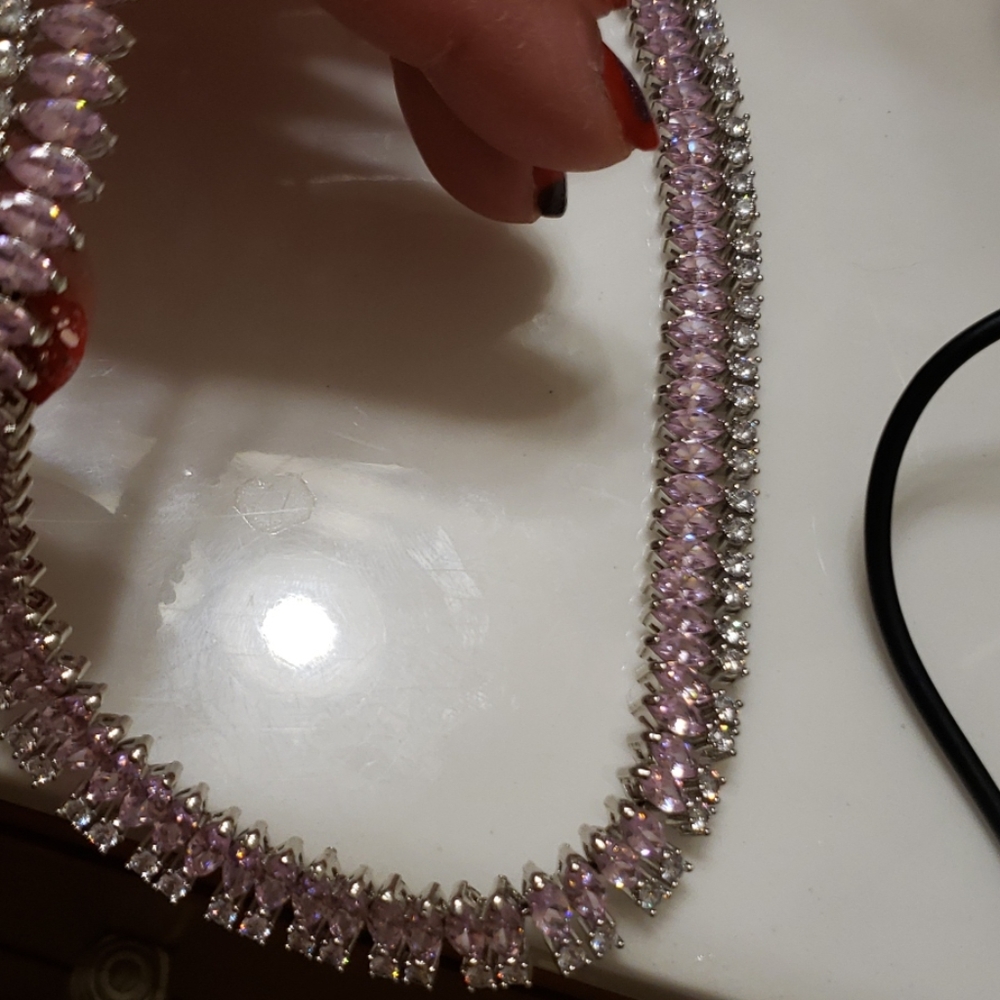 Vintage rhinestone pink ice necklace